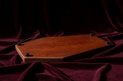 Coffin board underside on burgundy velvet