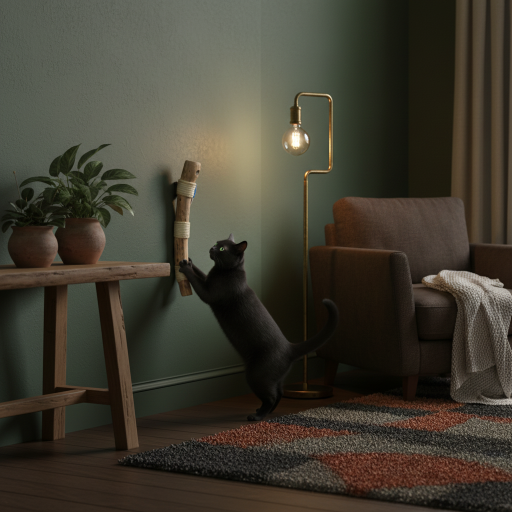Reclaimed Olive Wood Wall Mounted Cat Scratcher